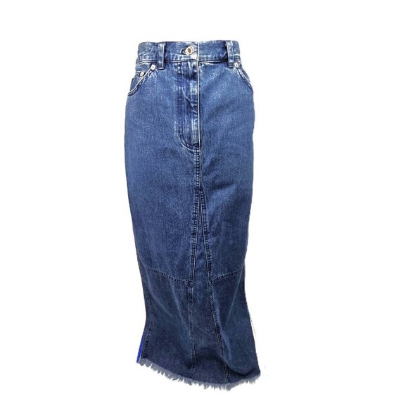 VTG Ralph Lauren Denim Maxi Skirt Raw Pockets Women 8 Boho Festival Western 90s - Picture 2 of 12